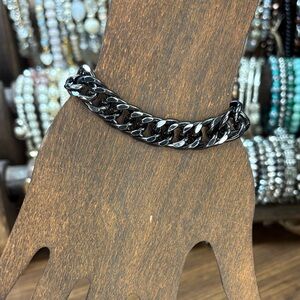 Sleek Black Chain Bracelet for Men